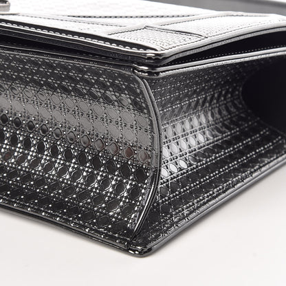 Christian Dior Metallic Patent Micro-Cannage Medium Diorama Flap Bag Graphite 10 of 11