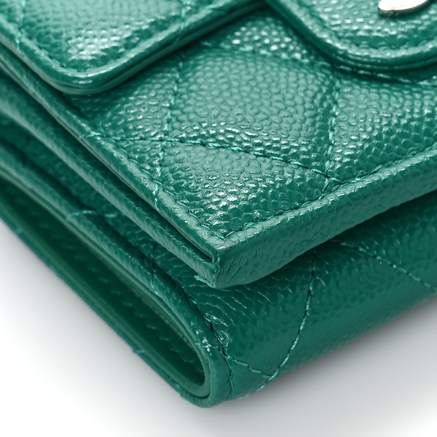 Chanel Caviar Quilted Double Flap Wallet Green 9 of 11