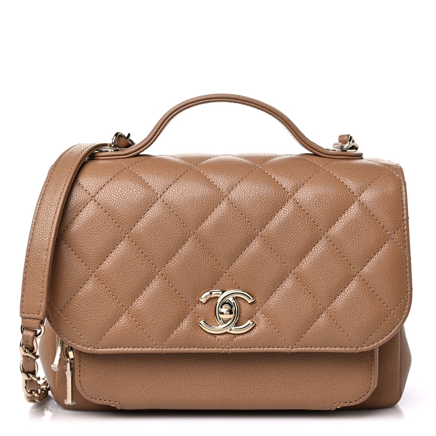 Caviar Quilted Medium Business Affinity Flap Beige