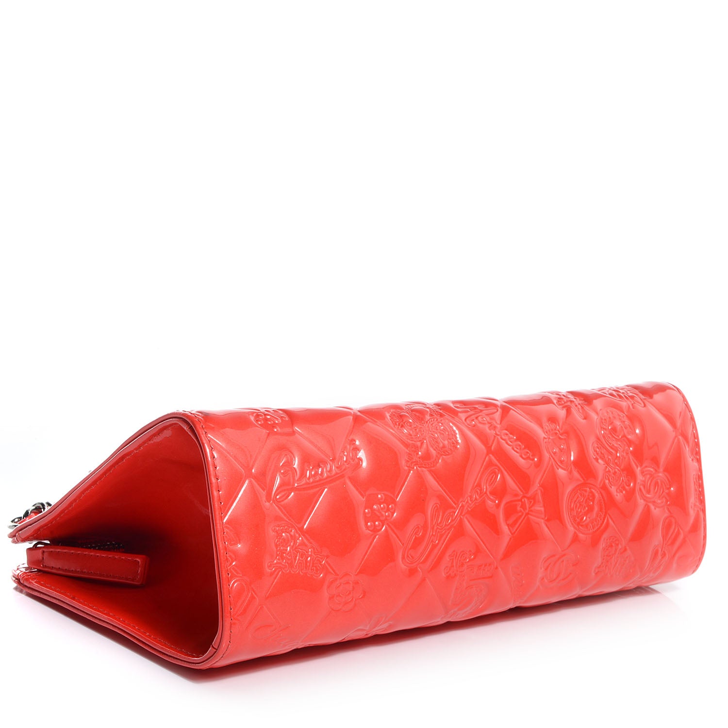 Chanel Patent Calfskin Lucky Symbols Pochette Light Red 4 of 7