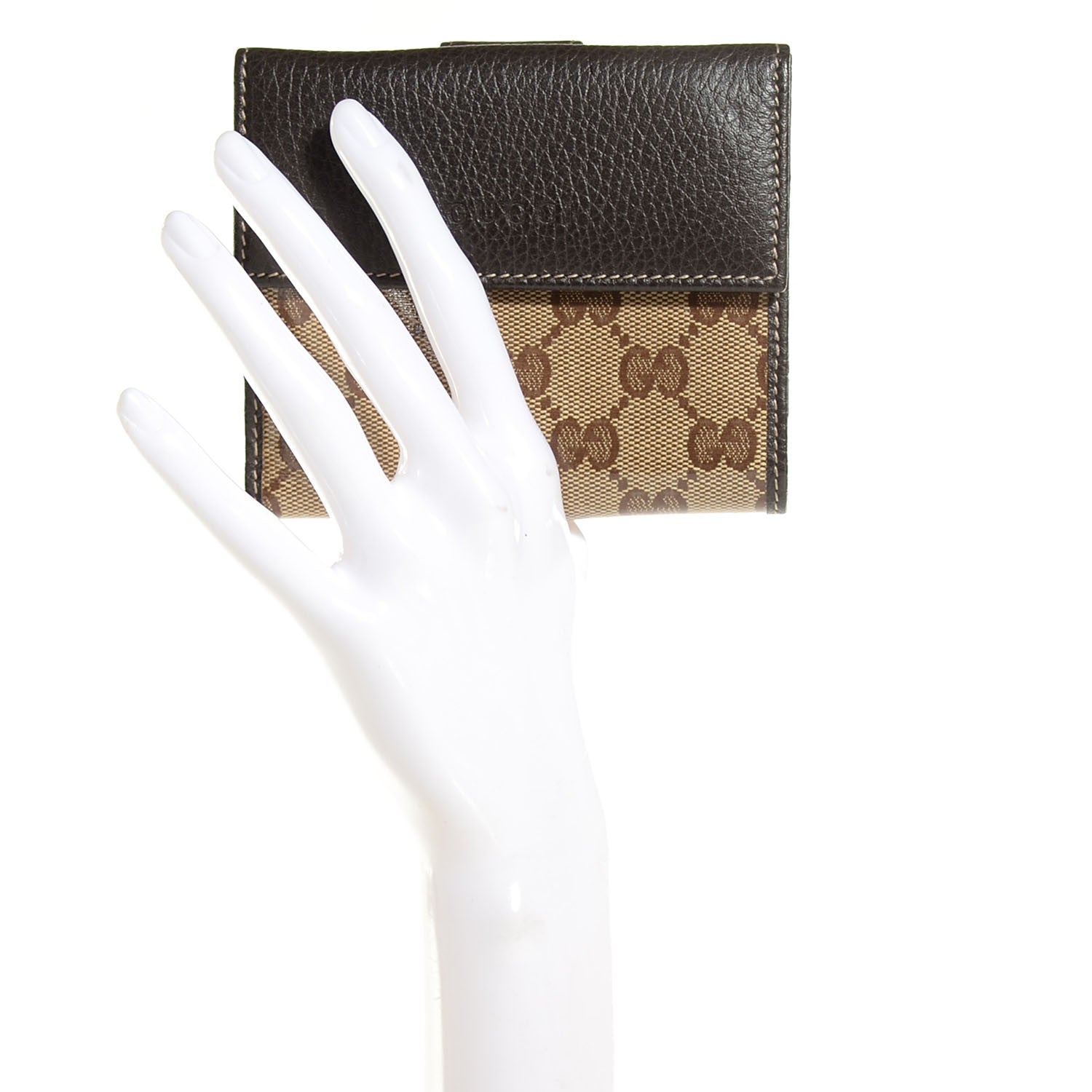 Gucci Crystal Monogram French Flap Wallet Dark Brown 2 of 9