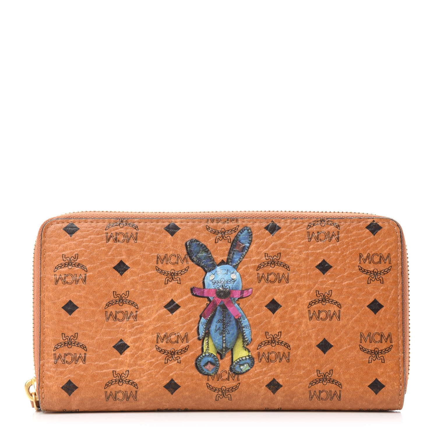 MCM Visetos Rabbit Zip Around Large Wallet Cognac 1 of 7
