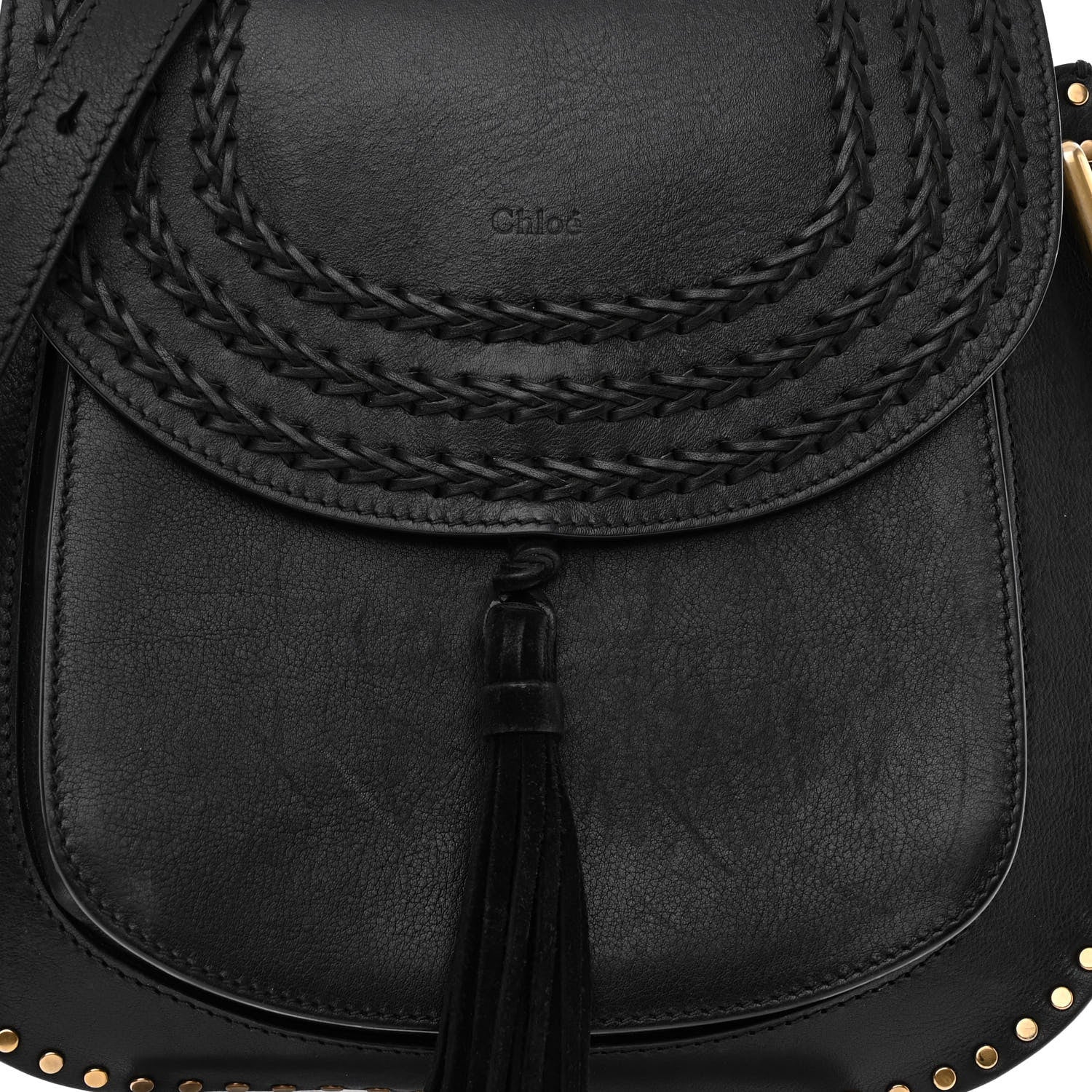 Chloe Calfskin Braided Hudson Shoulder Bag Black 7 of 11