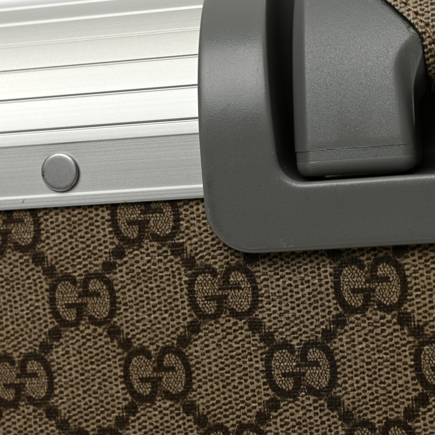 GG Supreme Monogram Aluminium Porter Medium Trolley Suitcase Beige Ebony Silver