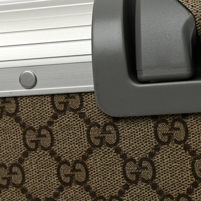 Gucci GG Supreme Monogram Aluminium Porter Medium Trolley Suitcase Beige Ebony Silver 13 of 13