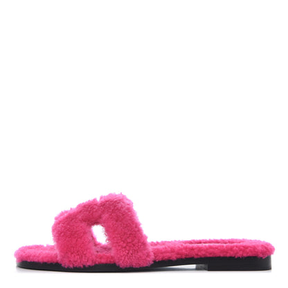 Hermes Woolskin Oran Sandals 36 Rose Fuchsia 1 of 7