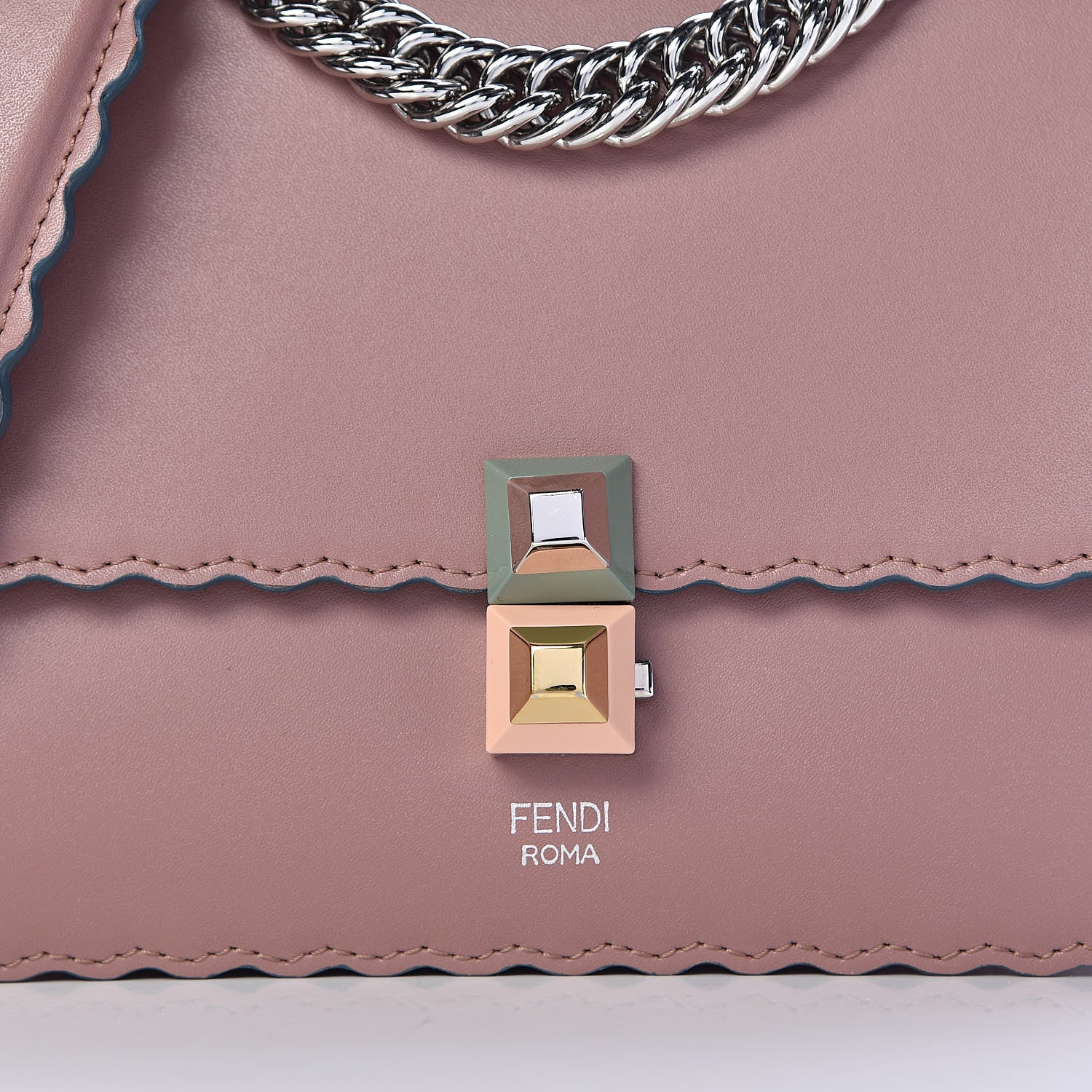 Fendi Vitello Liberty Scalloped Studded Small Kan I Shoulder Bag English Rose 10 of 10