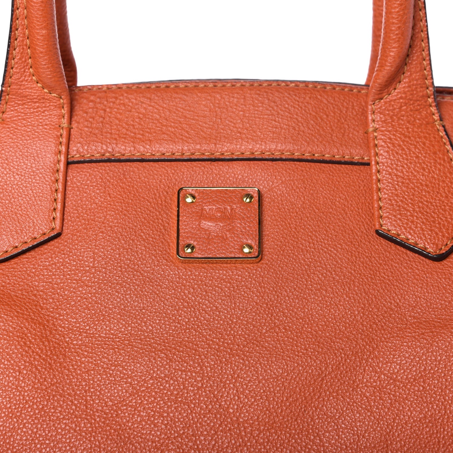 MCM Grained Calfskin Tote Orange 10 of 10