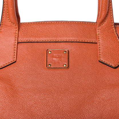 MCM Grained Calfskin Tote Orange 10 of 10