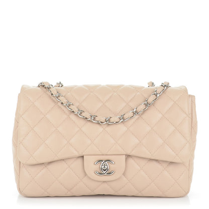Chanel Washed Caviar Quilted Jumbo Single Flap Beige Clair 1 of 8