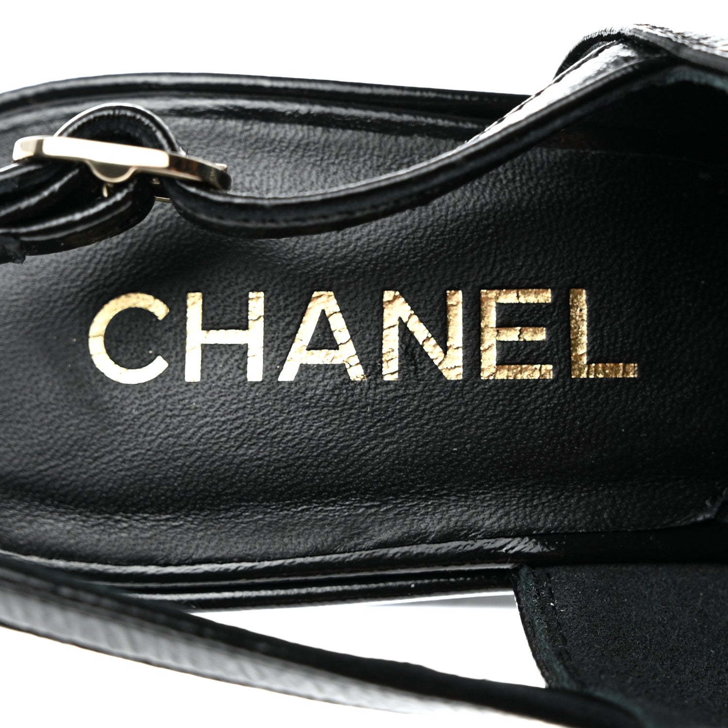 Chanel Crumpled Patent Lambskin Platform Sandals 37 Black 6 of 9