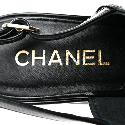 Chanel Crumpled Patent Lambskin Platform Sandals 37 Black 6 of 9