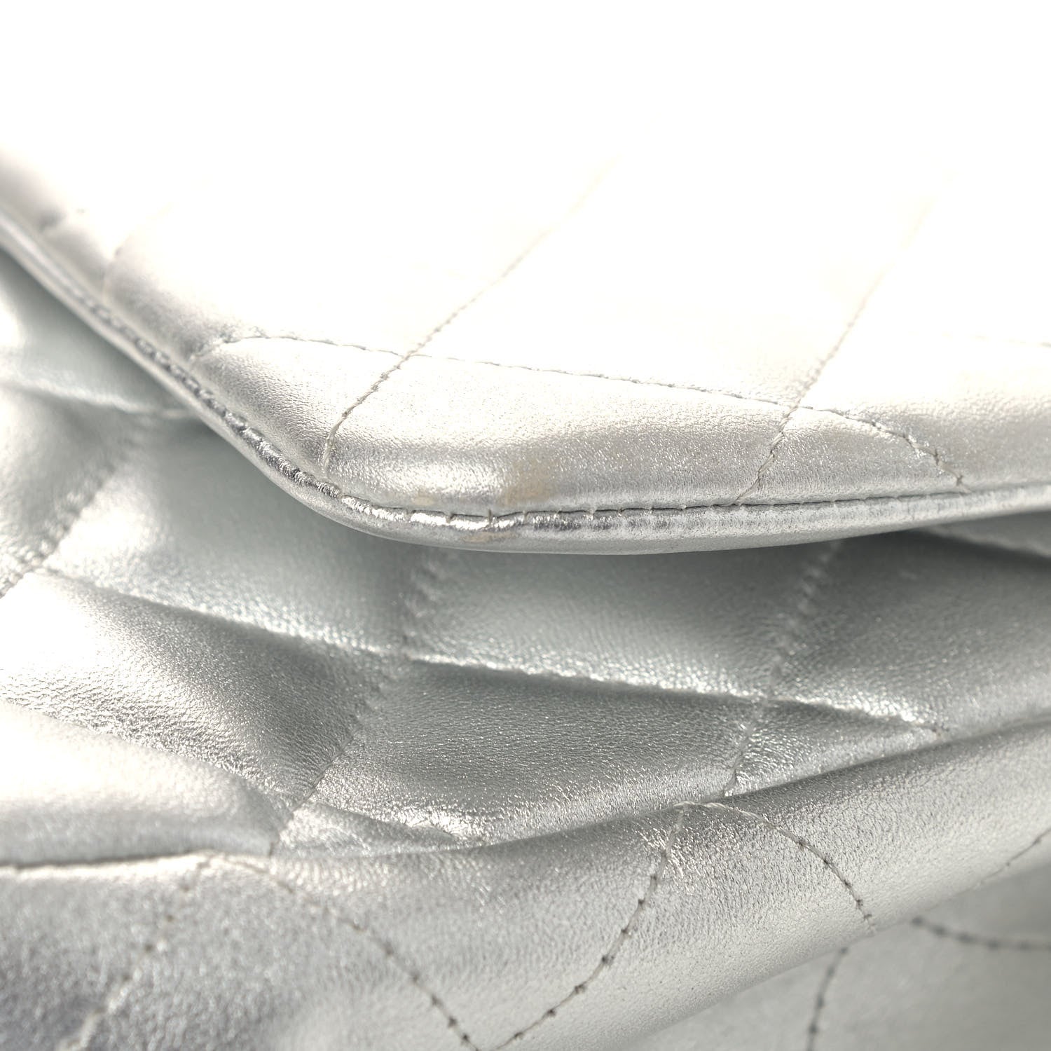 Chanel Metallic Lambskin Quilted Jumbo Single Flap Silver 16 of 17