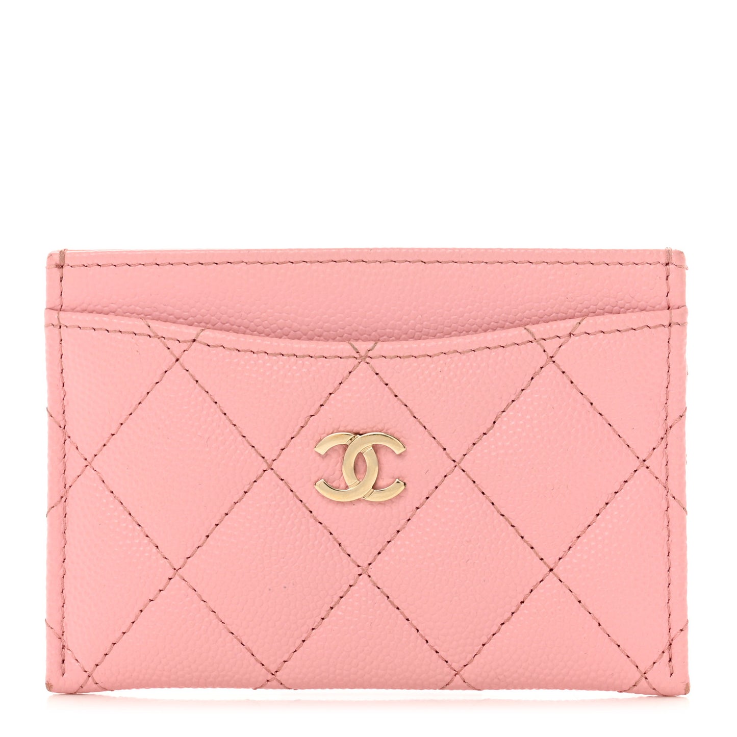 Caviar Quilted Card Holder Pink