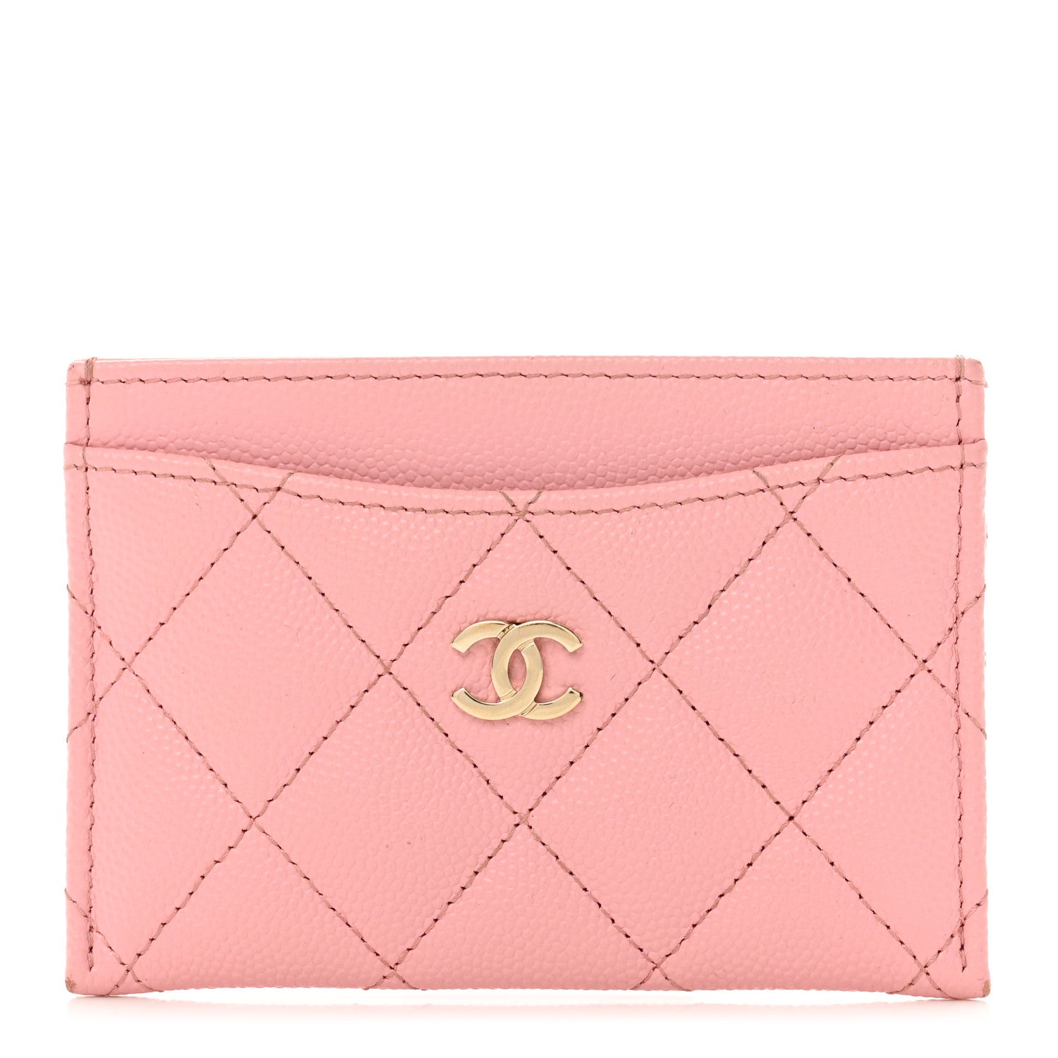 Chanel Caviar Quilted Card Holder Pink 1 of 9