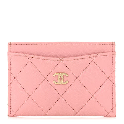Chanel Caviar Quilted Card Holder Pink 1 of 9