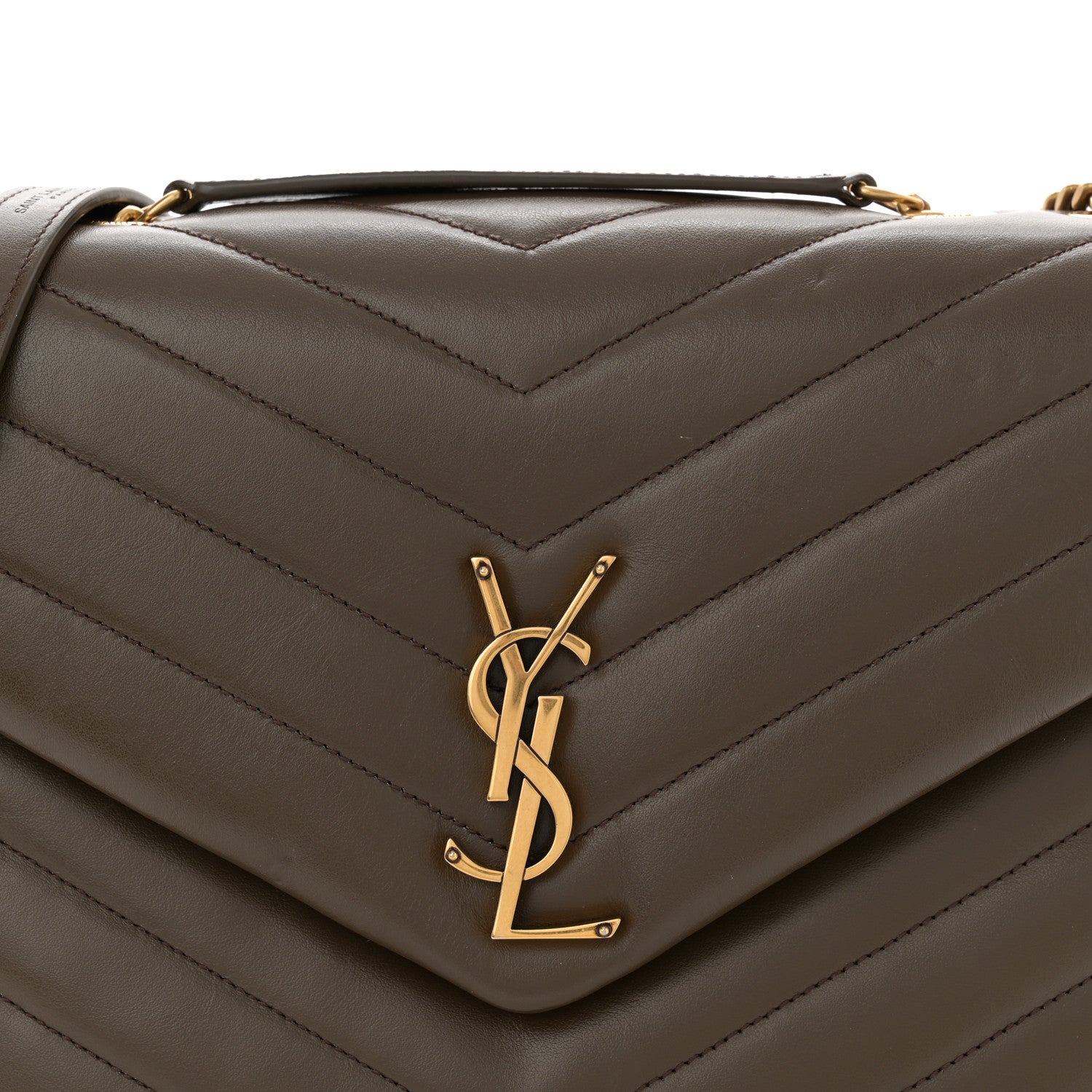 Saint Laurent Calfskin Y Quilted Monogram Medium Loulou Chain Satchel Soil Brown 8 of 11