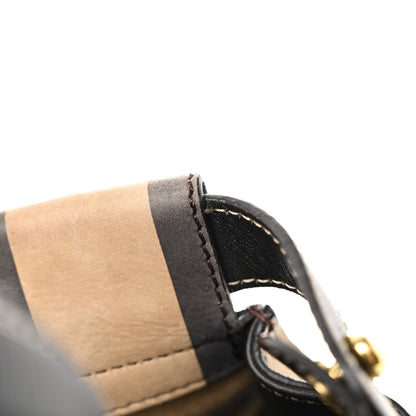 Fendi Vitello Nabuk Seta Pequin Medium Peekaboo Iconic Satchel Tobacco Moro Ebano 12 of 23