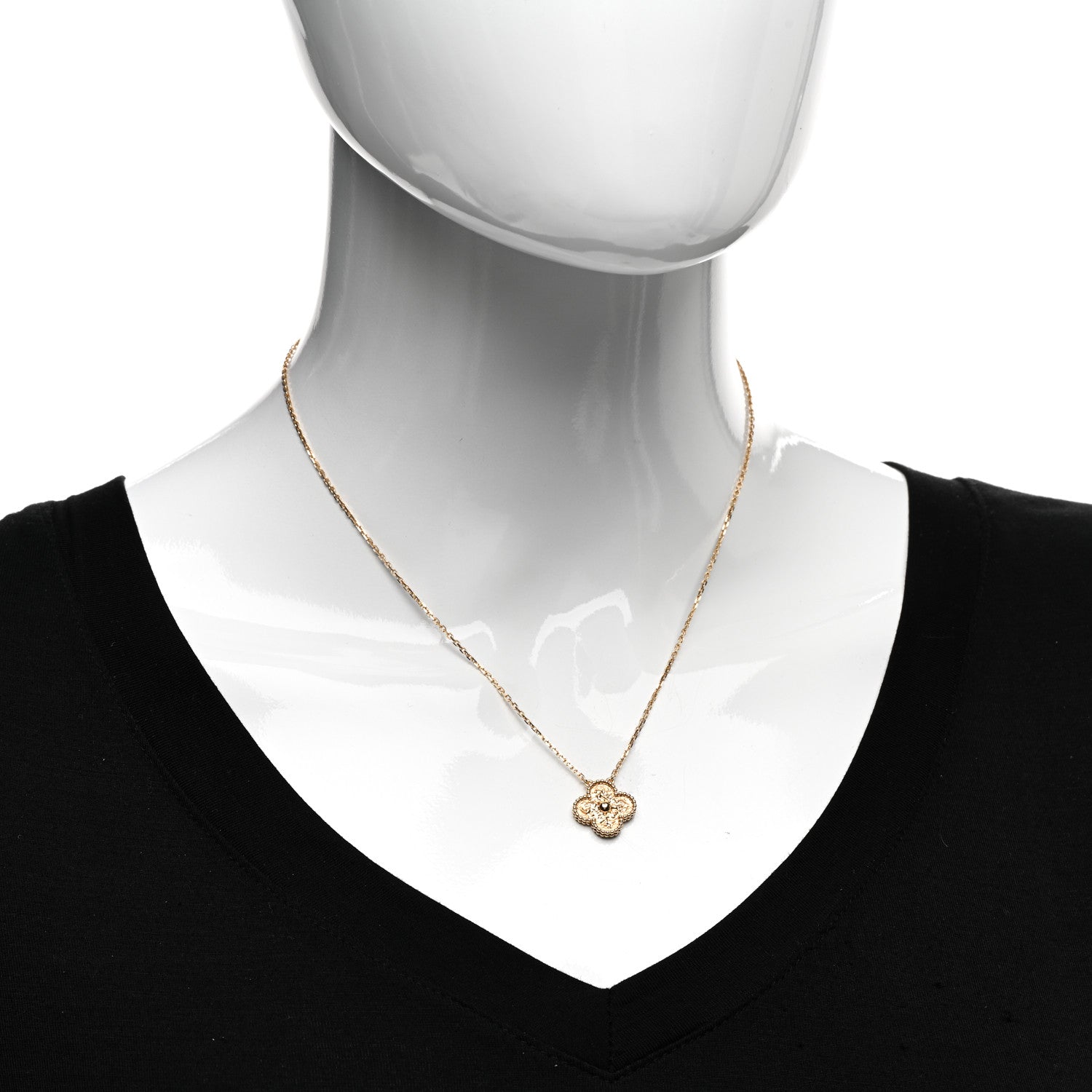 Van Cleef & Arpels 18K Yellow Gold Vintage Alhambra Pendant Necklace 2 of 6