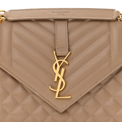 Saint Laurent Grain De Poudre Textured Mixed Matelasse Medium Triquilt Monogram Satchel Dark Latte 8 of 13