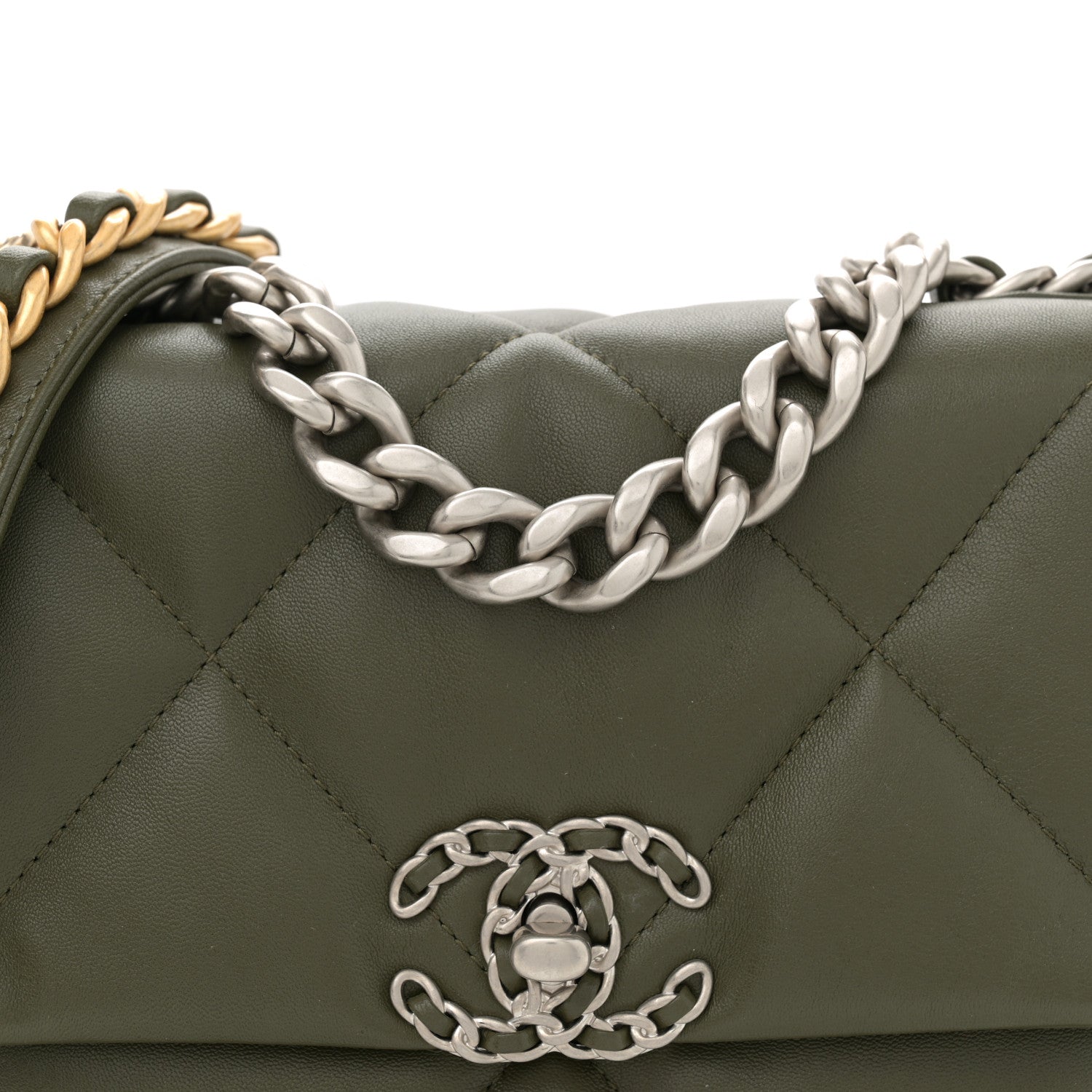 Chanel Lambskin Quilted Medium Chanel 19 Flap Khaki 8 of 10