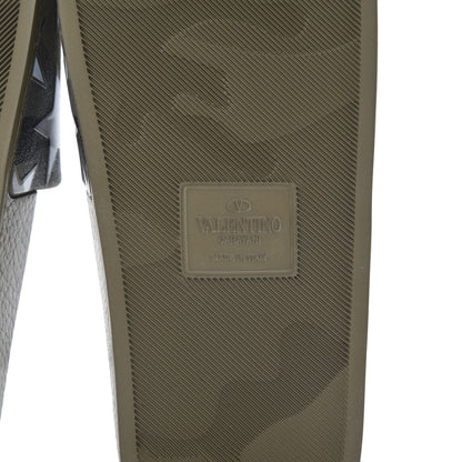 Valentino Garavani PVC Camustars Slide Sandals 37 Army Green White 6 of 8