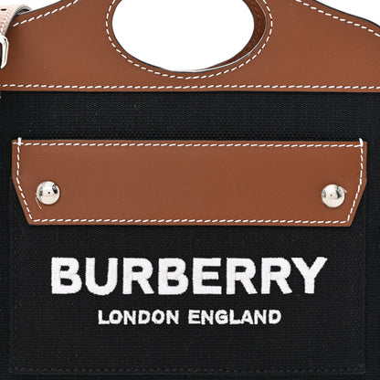 Burberry Smooth Calfskin Canvas Two Tone Micro Pocket Bag Navy Tan 7 of 10