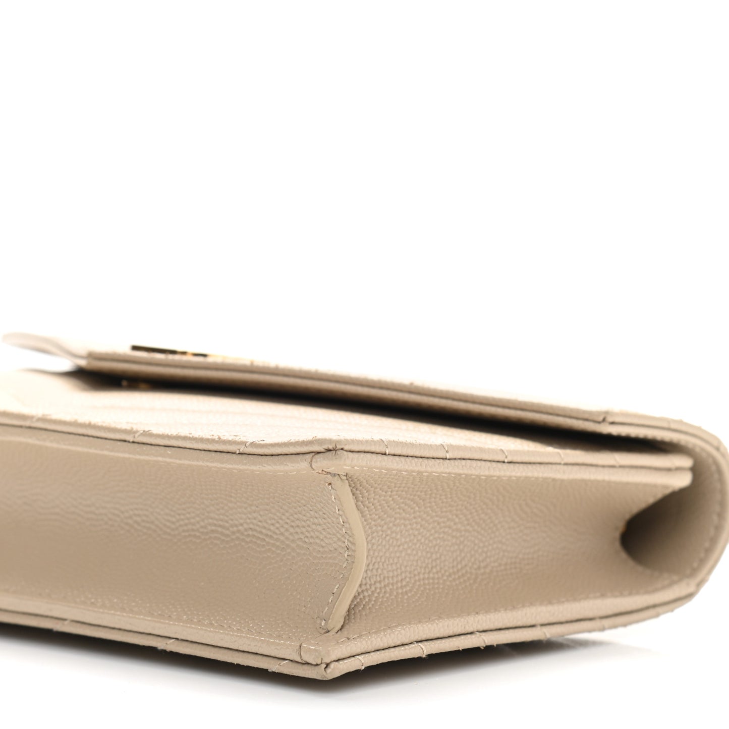 Grain De Poudre Matelasse Chevron Monogram Envelope Chain Wallet Dark Beige