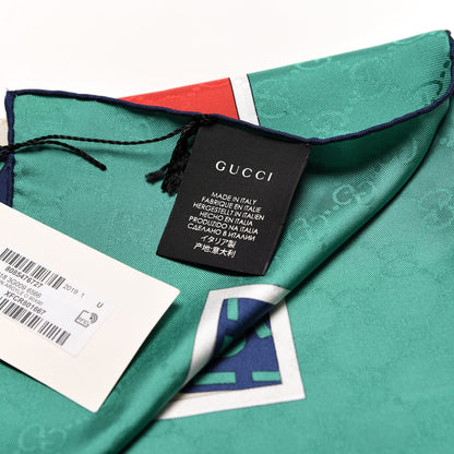 Gucci Silk Chain Argyle Square Scarf Flame Dark Green 4 of 4