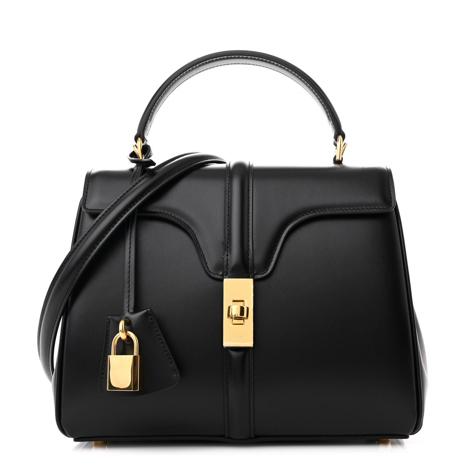 Celine Satinated Calfskin Small 16 Top Handle Bag Black 1 of 11