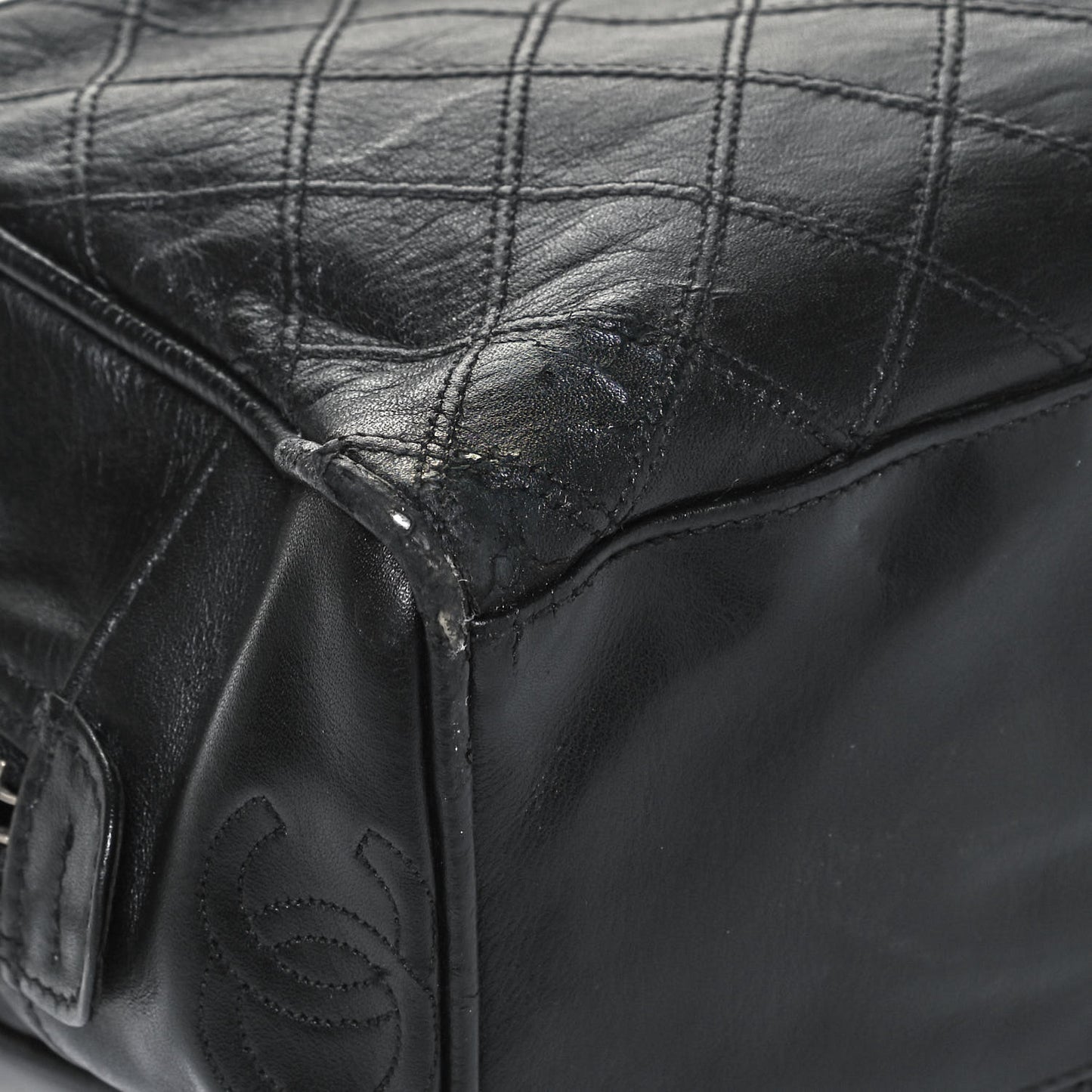 Lambskin Quilted Cosmetic Case Black