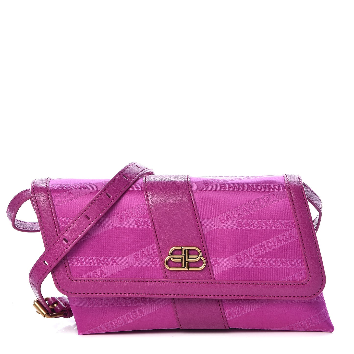 Jacquard Nylon Calfskin Shift Wallet On Strap Pink