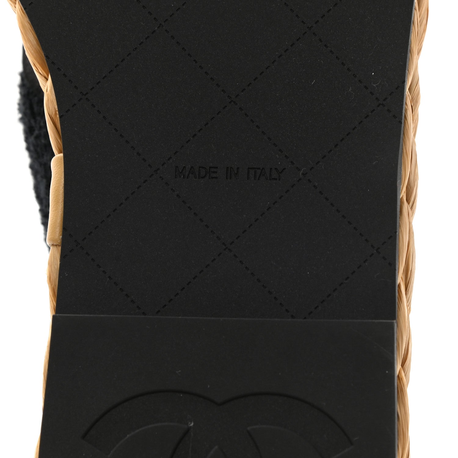 Chanel Terry Cloth Raffia CC Logo Thong Sandals 35 Black 6 of 9