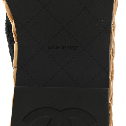 Chanel Terry Cloth Raffia CC Logo Thong Sandals 35 Black 6 of 9