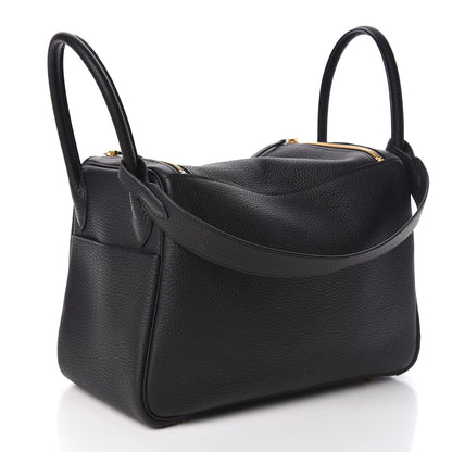 Hermes Taurillon Clemence Lindy 30 Black 3 of 10