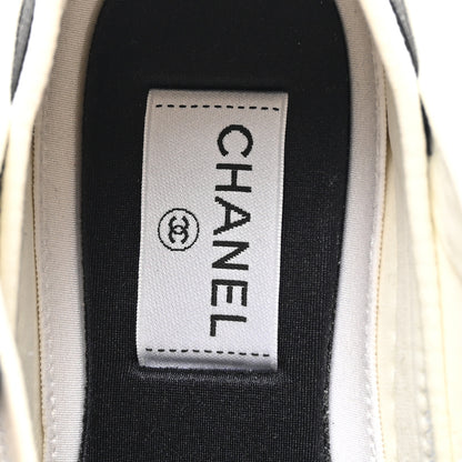 Chanel Velvet Calfskin Mixed Fibers CC Sneakers 38 Ivory Black 6 of 9