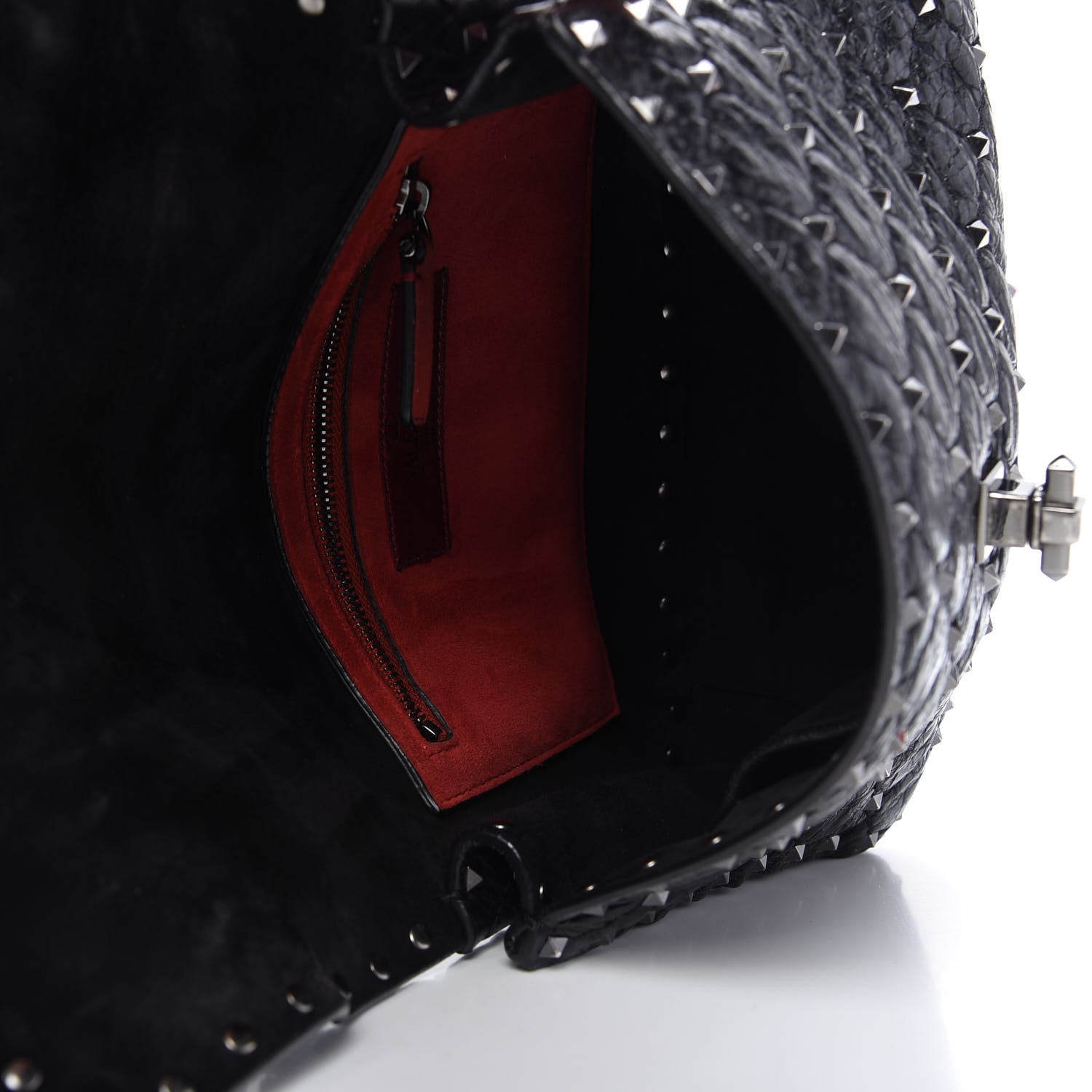 Valentino Garavani Craquele Nappa Medium Rockstud Spike Shoulder Bag Black 5 of 9