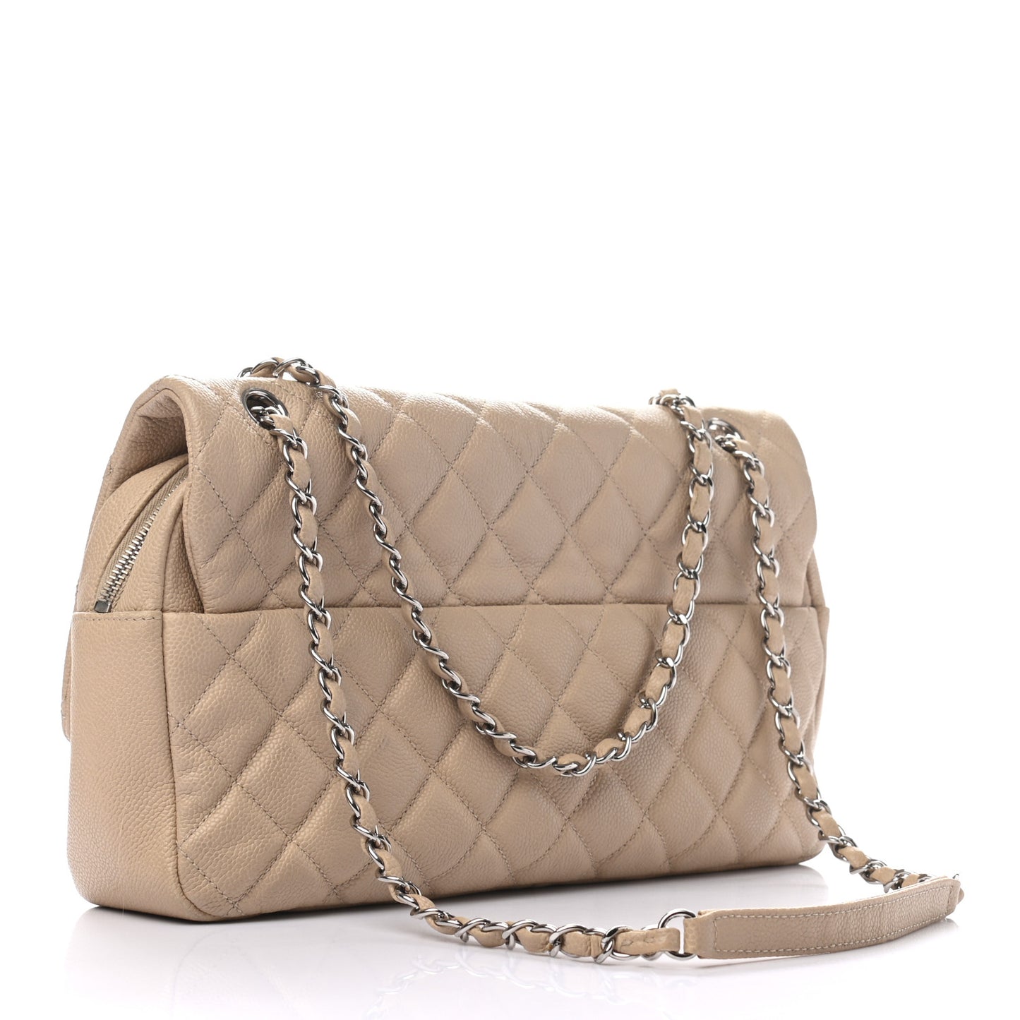 Caviar Quilted Jumbo Easy Flap Beige
