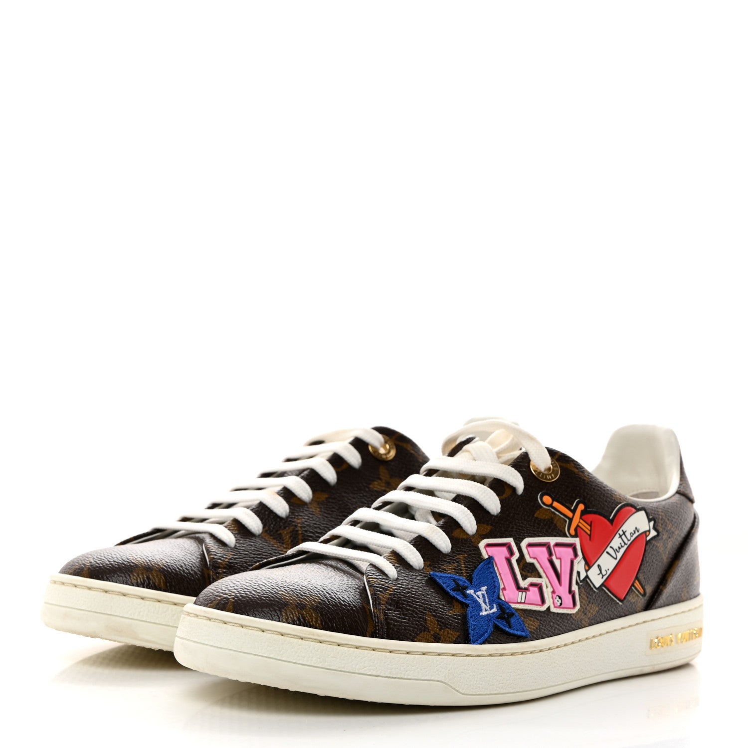 Louis Vuitton Calfskin Monogram LV Black Heart Sneakers 39 Cacao 3 of 9