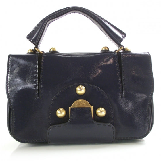 Fendi Textured Calfskin F3 Secret Code Satchel Blue 1 of 12