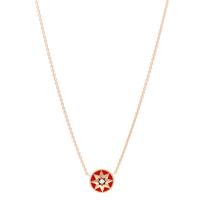 Christian Dior 18K Rose Gold Diamond Resin Rose Des Vents Necklace Red 1 of 4