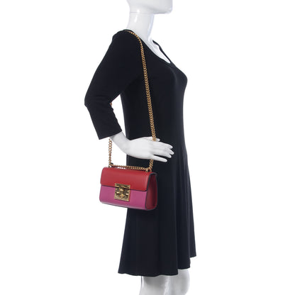 Gucci Calfskin Small Padlock Shoulder Bag New Rosette Hibiscus Red 2 of 11