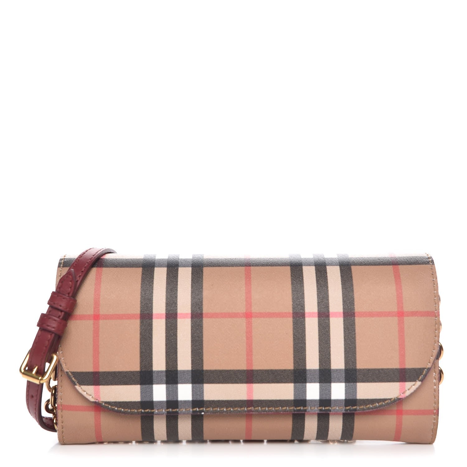 Burberry Vintage Check Henley Wallet On Chain Crimson 2 of 23