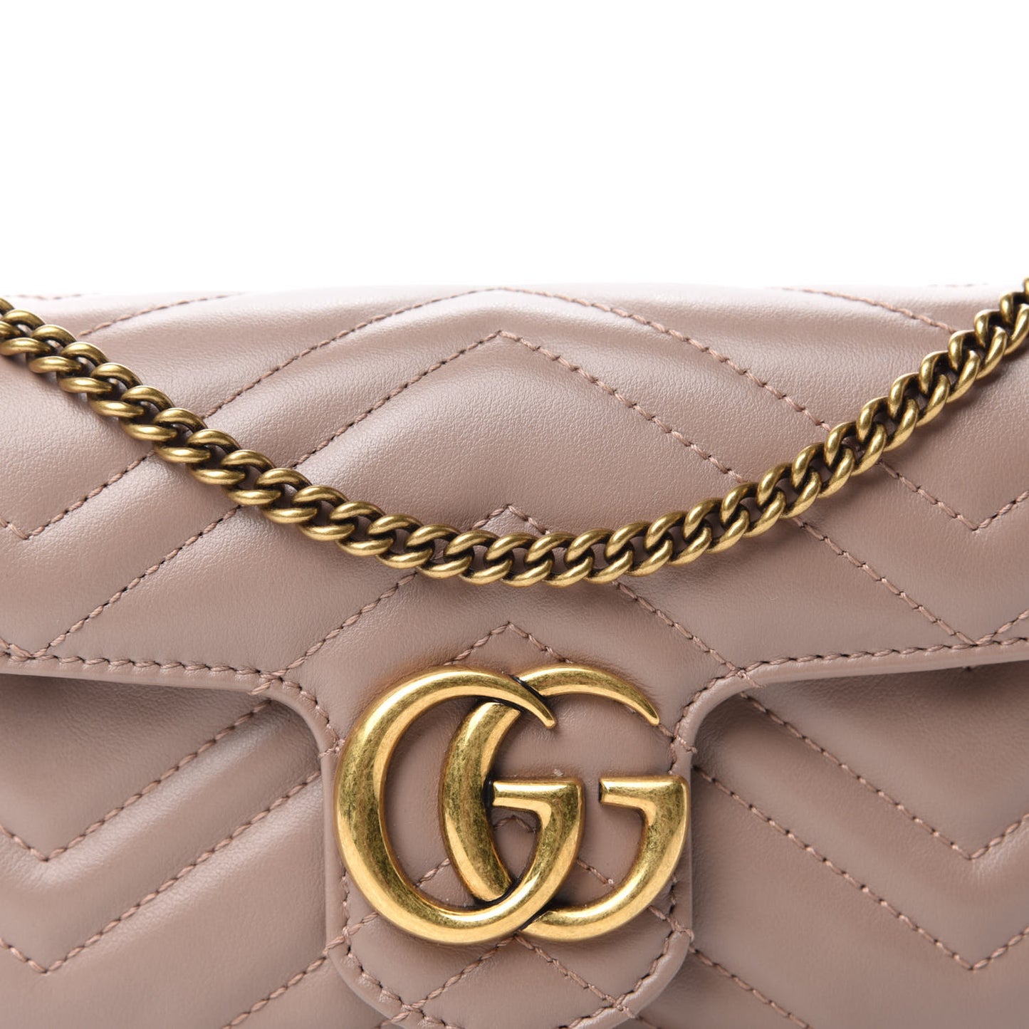 Calfskin Matelasse Super Mini GG Marmont Shoulder Bag Porcelain Rose