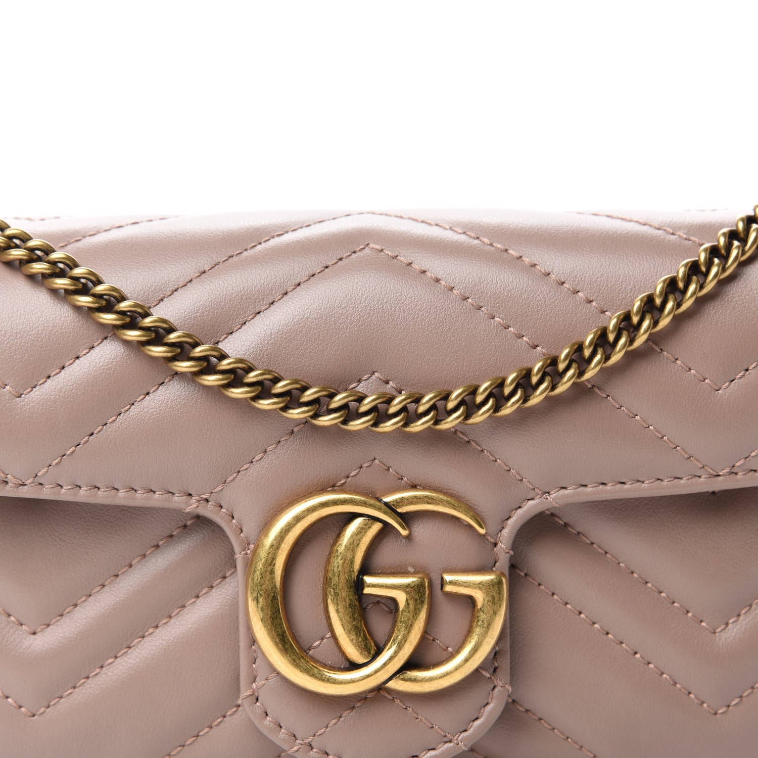 Gucci Calfskin Matelasse Super Mini GG Marmont Shoulder Bag Porcelain Rose 10 of 11