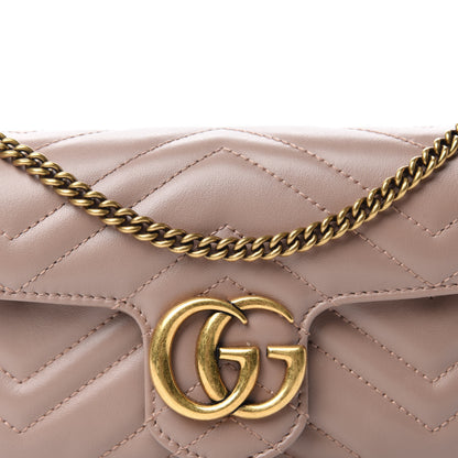 Gucci Calfskin Matelasse Super Mini GG Marmont Shoulder Bag Porcelain Rose 10 of 11