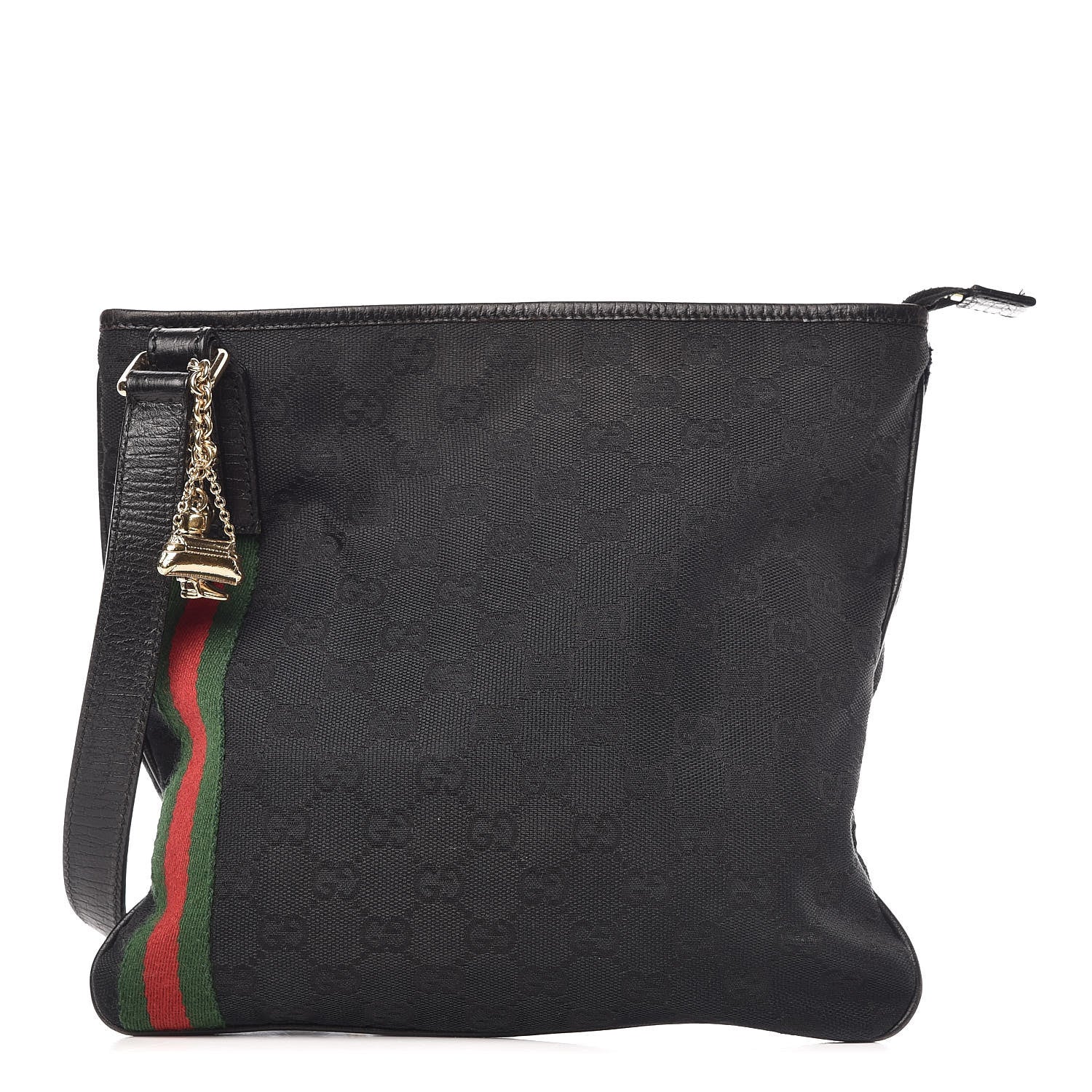 Gucci Monogram Web Jolicoeur Charms Messenger Bag Black 1 of 14