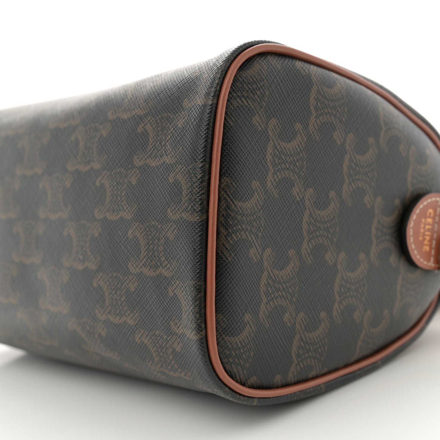 Triomphe Canvas Calfskin Small Boston Bag Tan