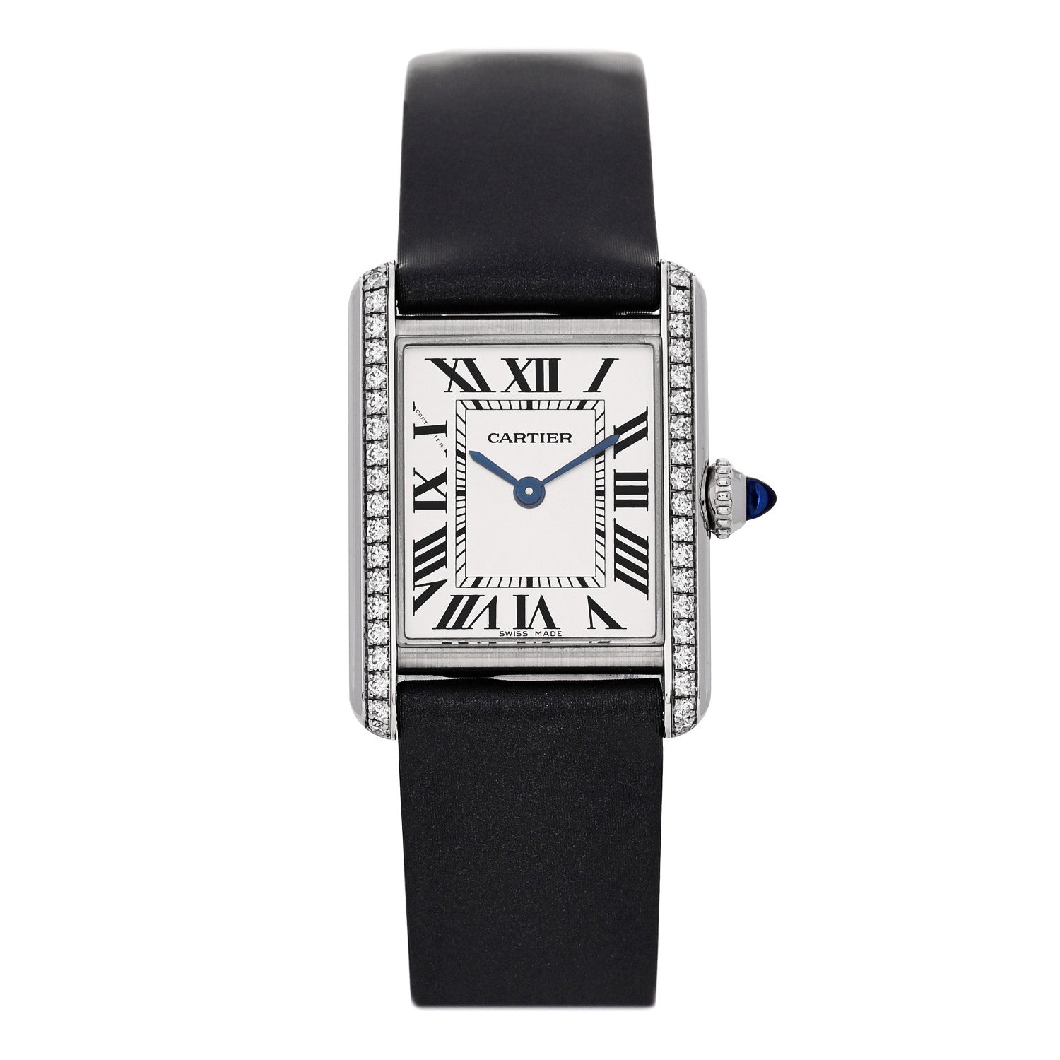 Cartier Stainless Steel Satin Diamond 22mm Must de Cartier Tank Quartz Watch 1 of 5