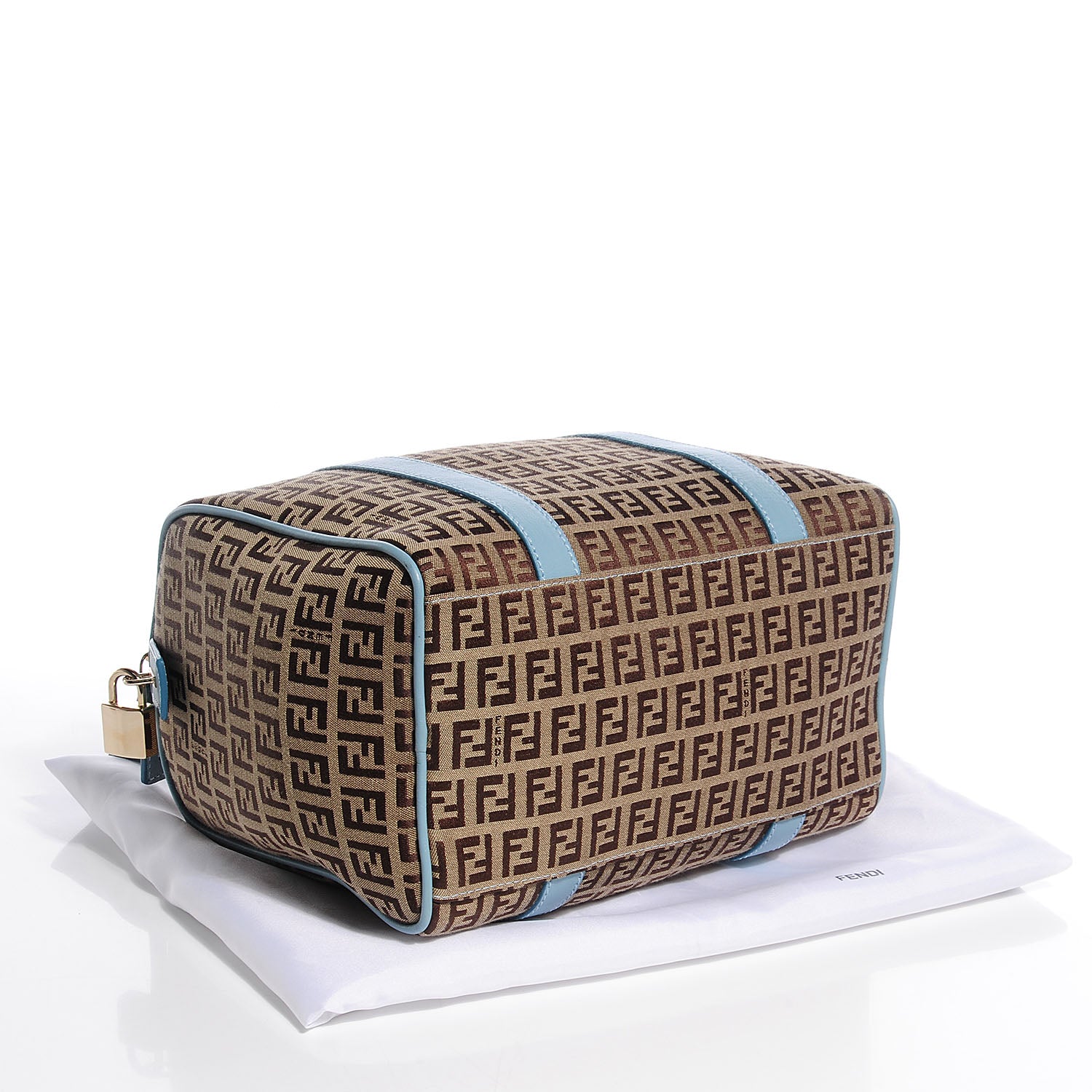 Fendi Zucchino Vitello Small Forever Boston Mogano Panna Laguna 4 of 9